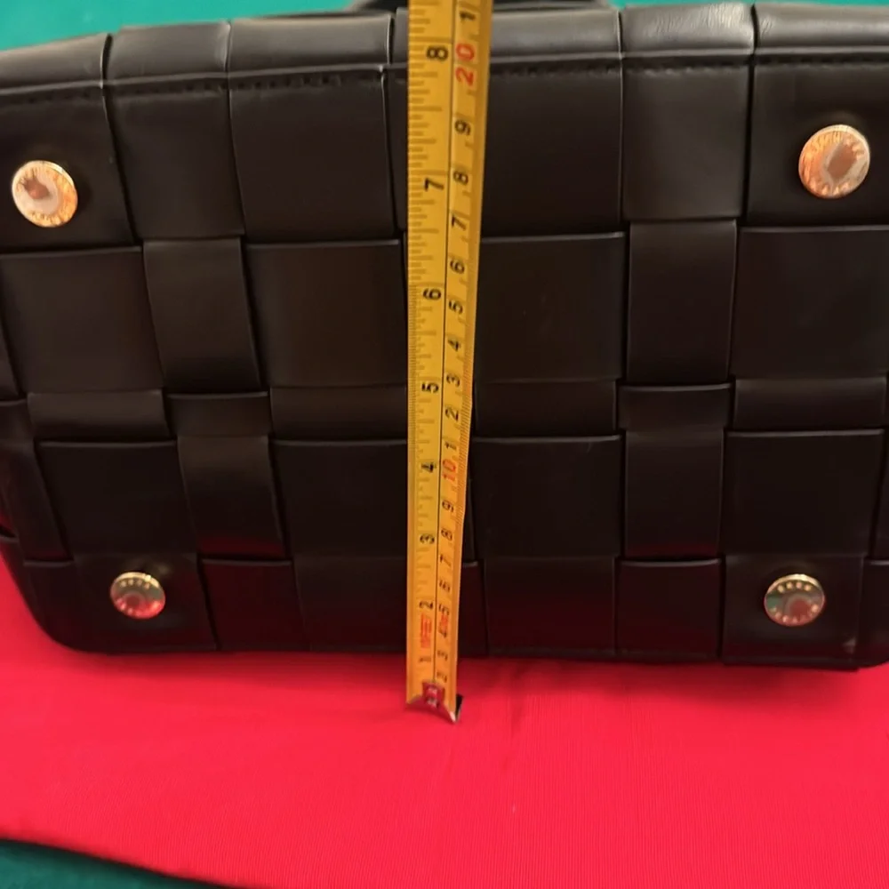 Michael Kors black basket weave bag w/removable canvas tri section insert (OLCC)